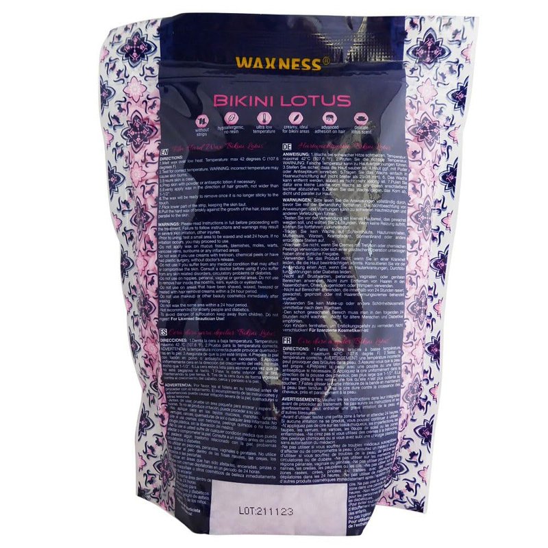 Waxness Bikini Lotus Hard Wax Beads 1.65 lb (750 g) – Rosin-Free Stripless Wax for Bikini and Sensitive Areas, Professional Use – Made in Italy
