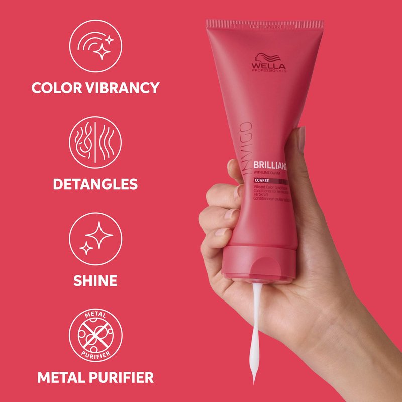Wella Professionals Invigo Brilliance Conditioner for Coarse Hair | Intense Color Protection, Maintains Vibrancy, Salon Formula, Hair Detangler, Shine Care