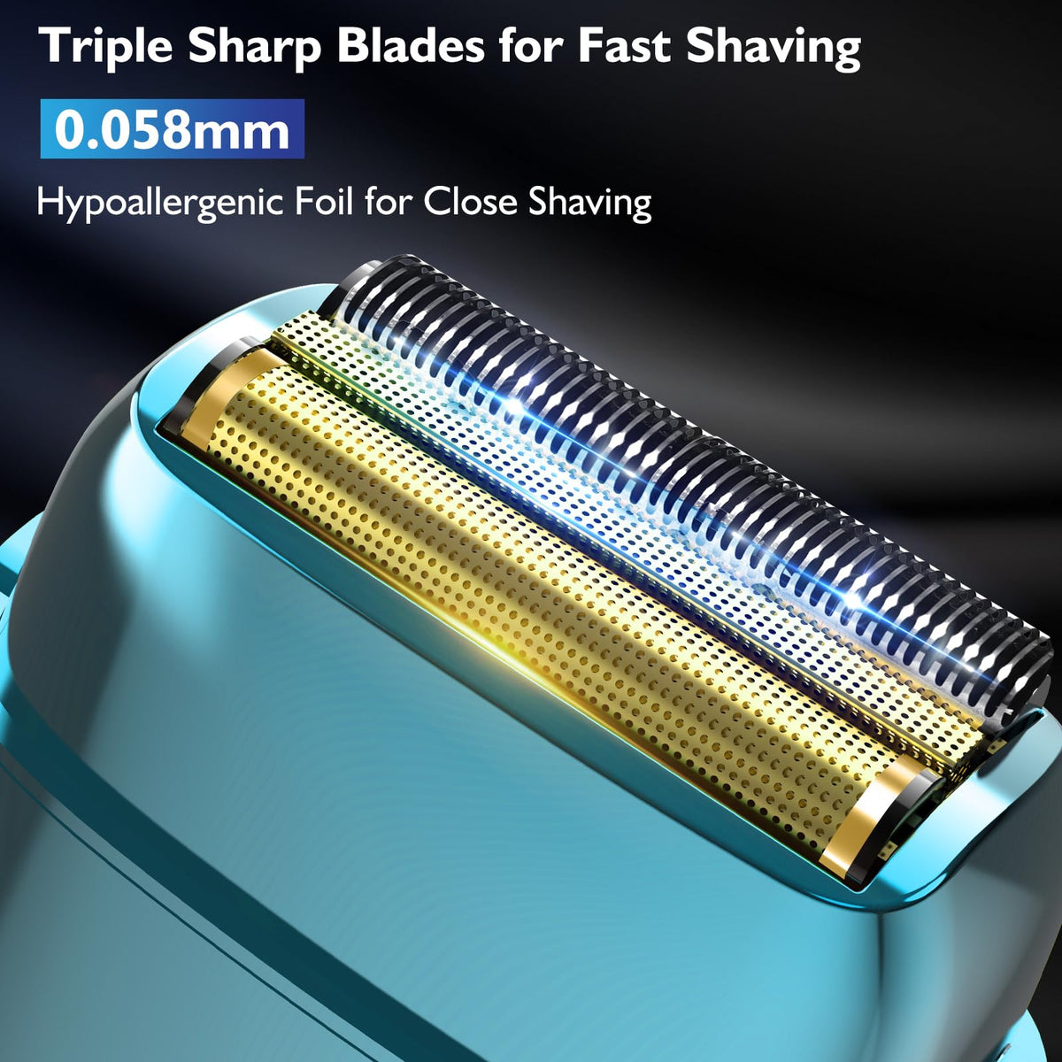 Electric Razor for Men Face, Bazivve Electric Shavers for Men, Foil Shaver with 3 Adjustable Speeds, Rechargeable Waterproof Close Shave Trimmer with LED Display for Face/Beard/Head Shavers (Blue)