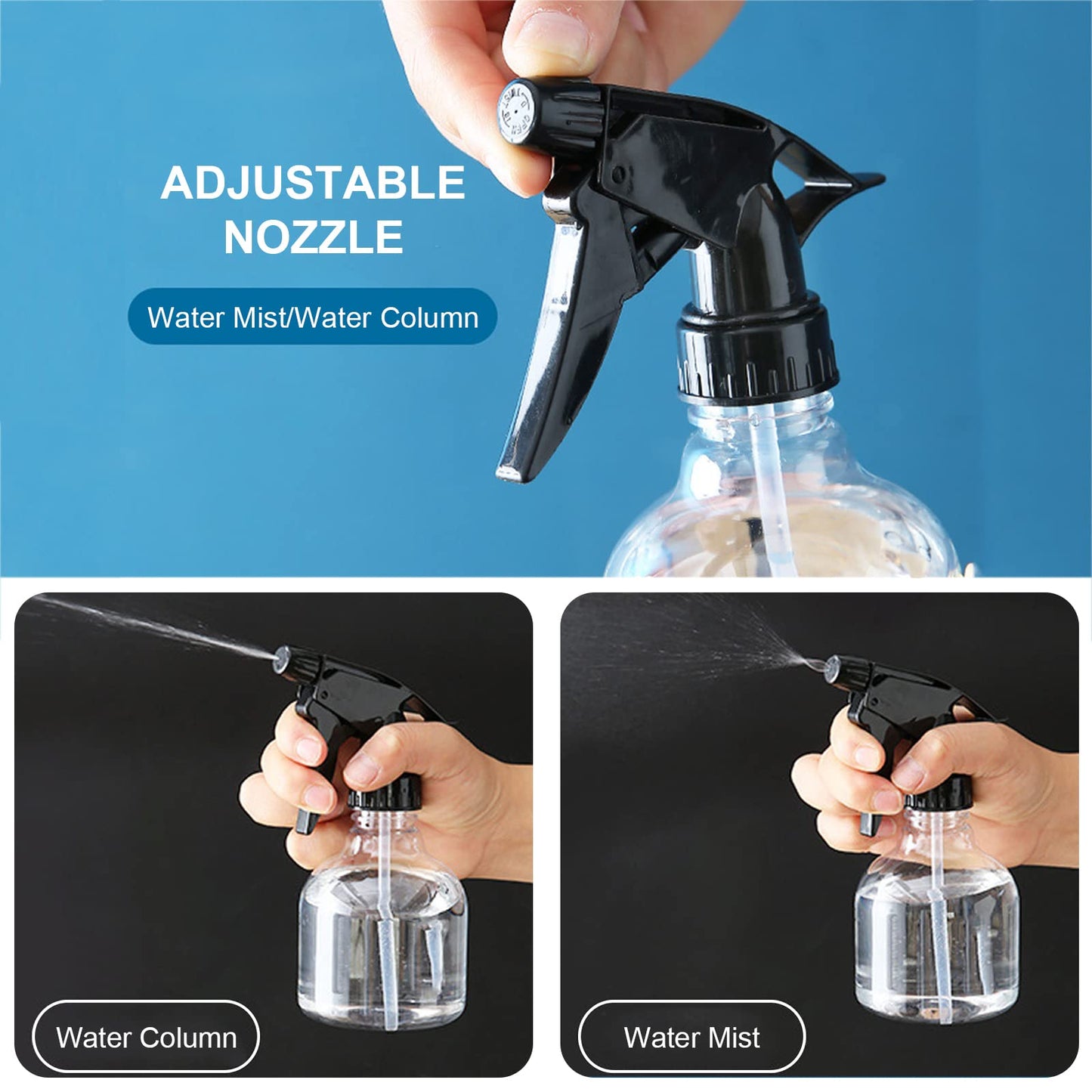 Merkaunis 20 PCS 8 oz Spray Bottle Clear Plastic Spray Bottles with Adjustable Nozzle Empty Plastic Spray Bottle Bulk Water Spray Bottles for Kitchen,Beauty, Hair and Cleaning