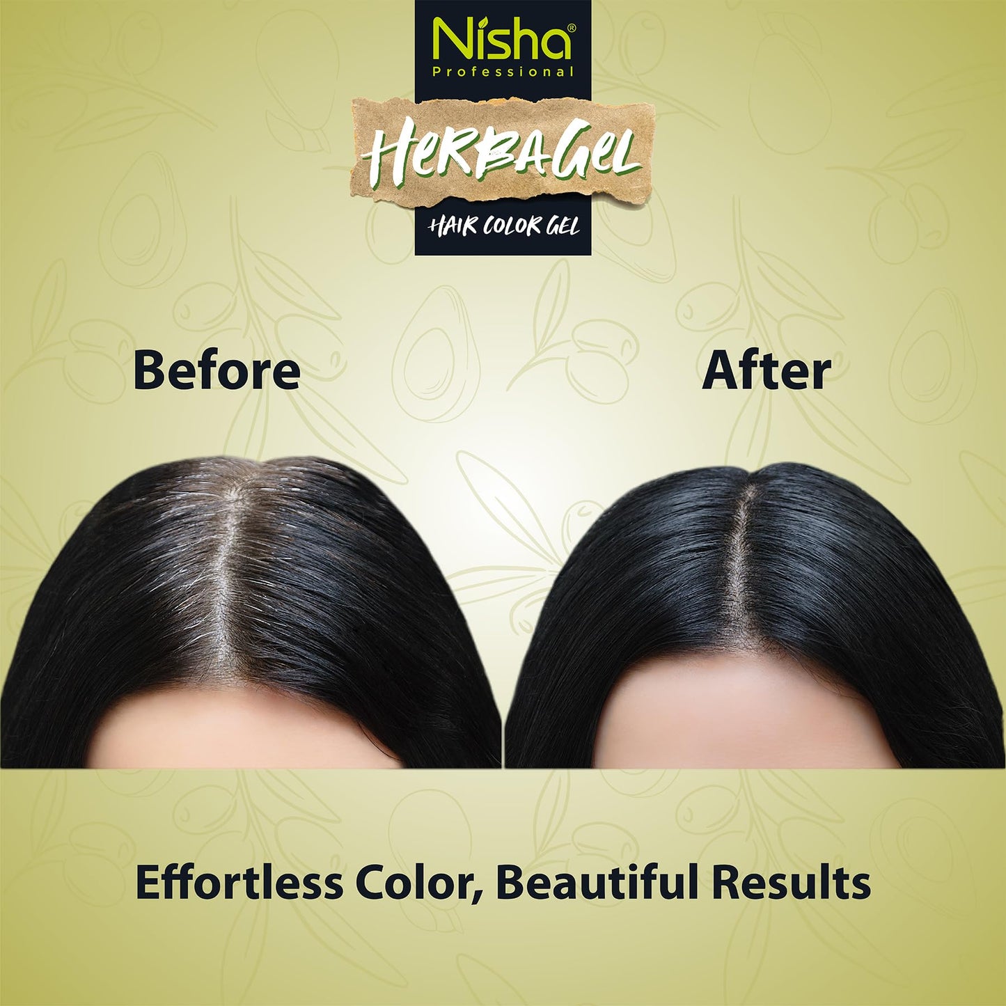 Nisha Herba Gel Hair Colour Gel, Original Black 1 Litre | No Ammonia, No Stain, Non-Drip Vegan Formula | Permanent Hair Colour & Hair Dye | 100% Grey Coverage & Long-Lasting Shine