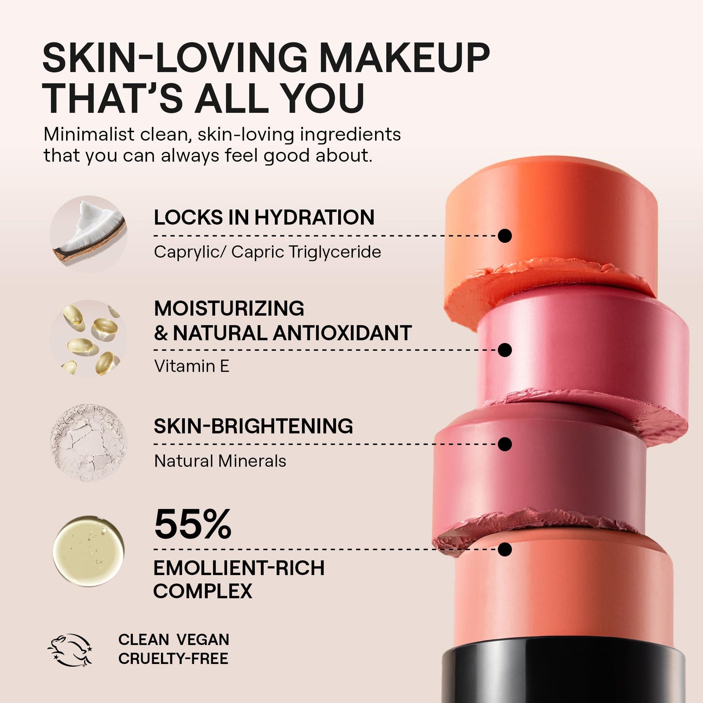 Nudestix Nudies Bloom All Over Dewy Color – 3-in-1 Cream Blush Stick for Cheeks, Eyes & Lips with Built-In Brush | Sheer, Glossy Finish | Vegan, Long-Wear, Multi-Use Makeup (Bohemian Rose)