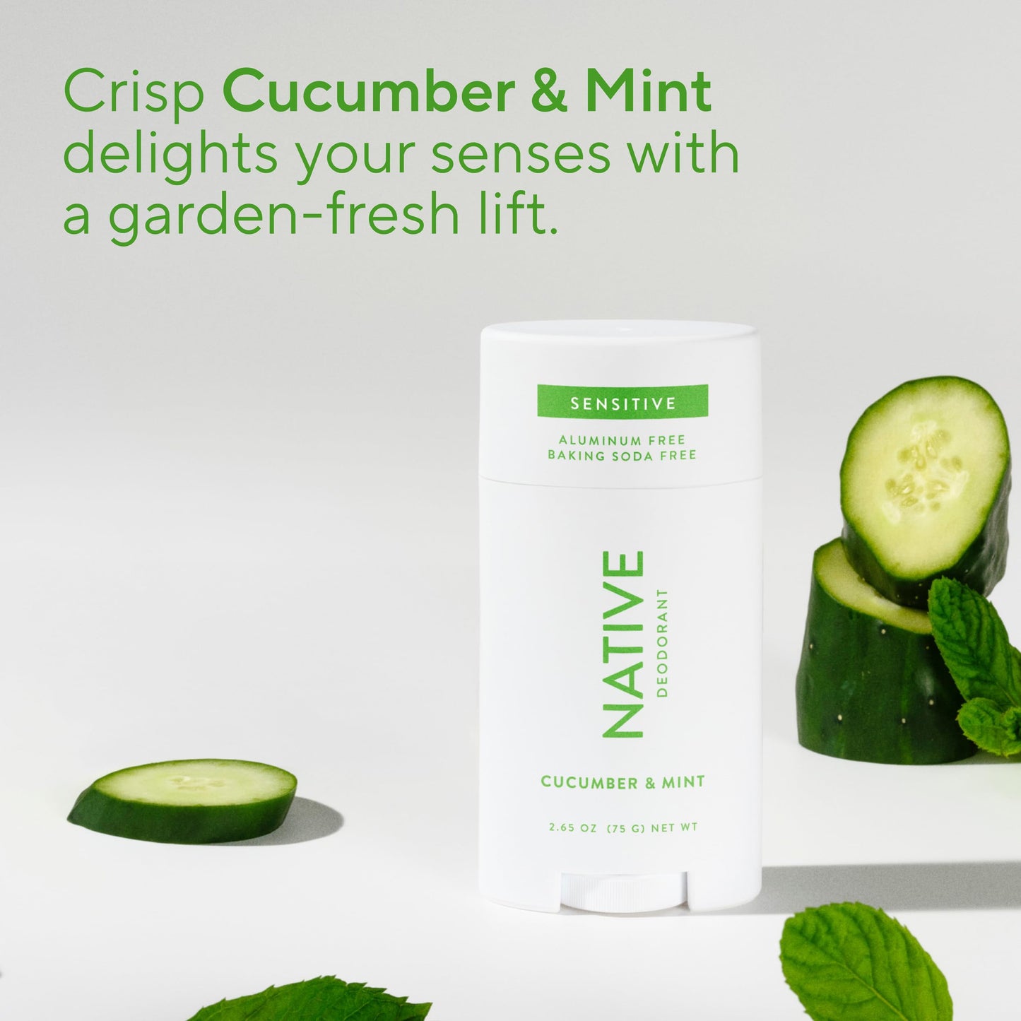 Native Sensitive Deodorant Contains Naturally Derived Ingredients, 72 Hour Odor Control | Deodorant for Women & Men, Aluminum Free with Baking Soda, Coconut Oil and Shea Butter, Cucumber & Mint