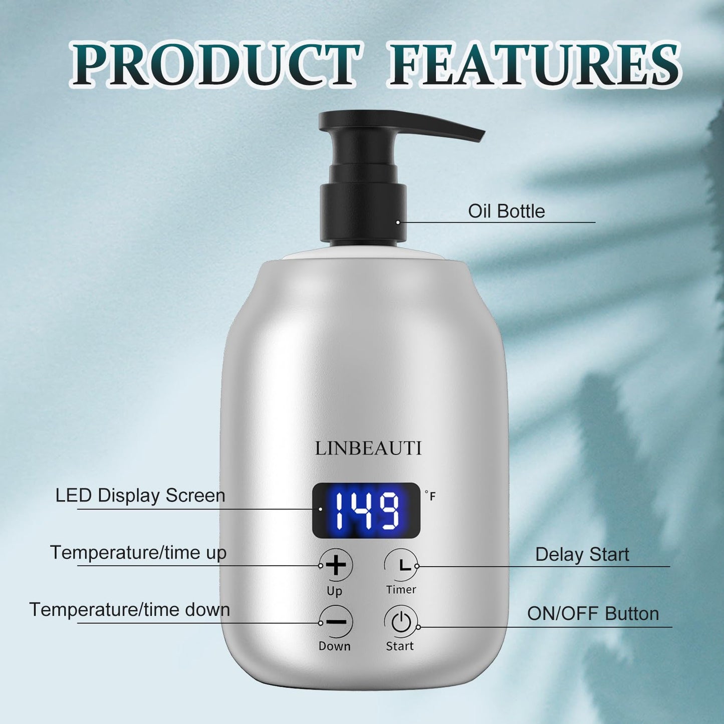 LINBEAUTI Massage Oil Warmer with Two Oil Bottle Dispenser, Lotion Bottle Warmer, Smart Touch Key Electric Warm Lotion Dispenser, Lube Gel Cream Warmer for Home Pro Salon Spa Massage