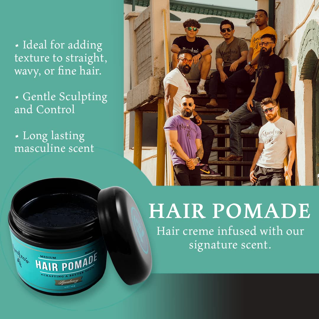 Maestro's Classic Hair Pomade – Mark of a Man Blend | Medium Hold, Natural Shine | Water-Based Pomade for Men | Classic Grooming for All Hair Types & Styles, 4 oz