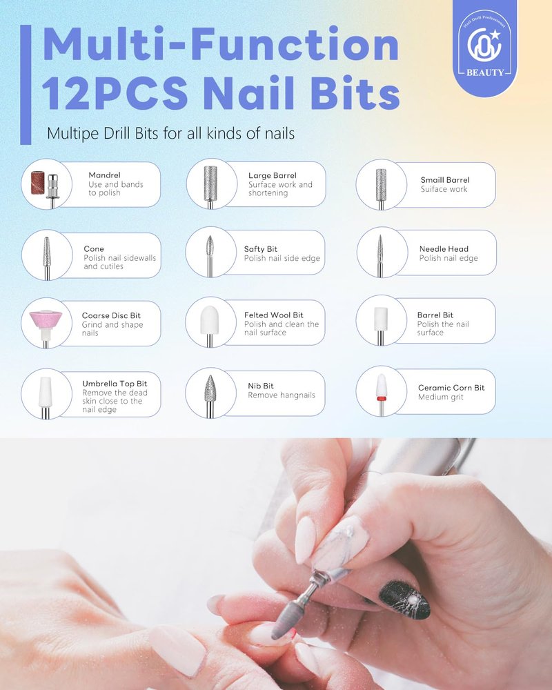 CozyZen Portable Nail Drill, 35,000 RPM Rechargeable Electric Nail File, Cordless E-File Machine with Extended Battery Life, Lightweight Design for Manicure & Pedicure, Professional & Home Use