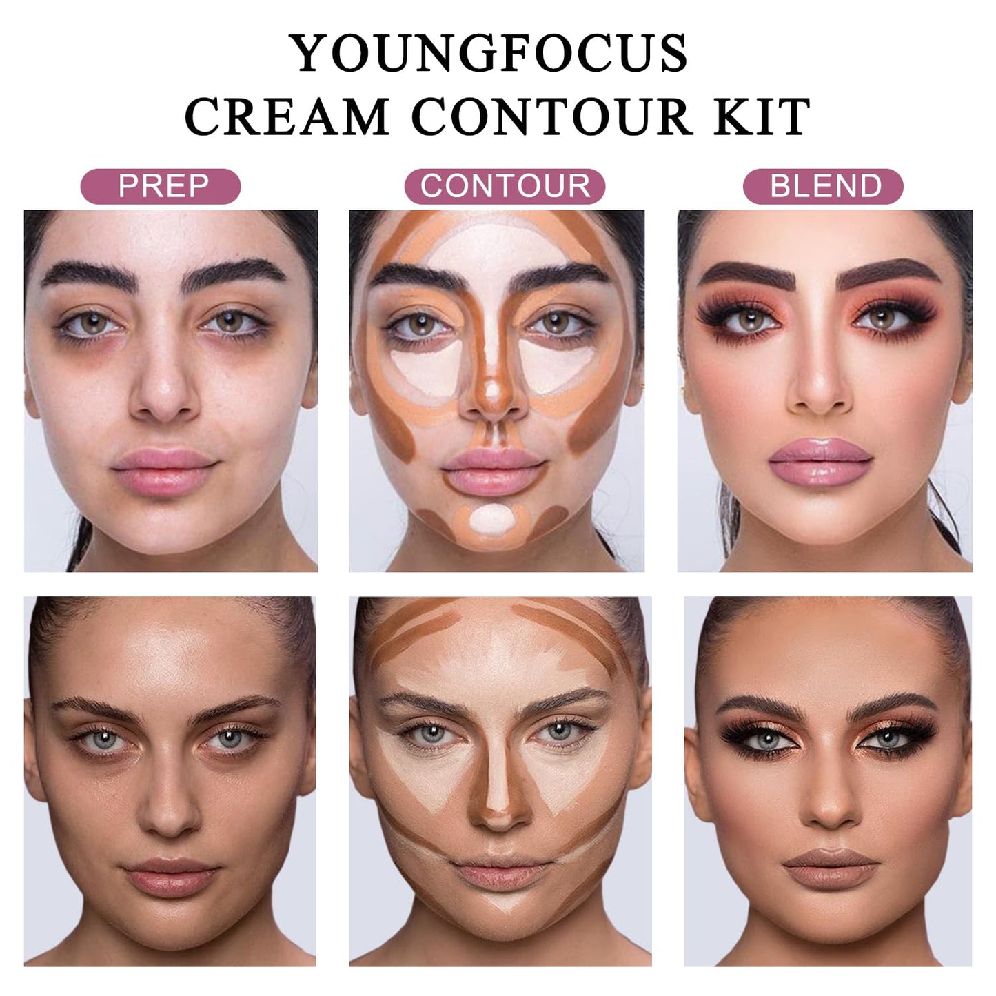 Cream Contour Palette - 8 Colors Vegan Highlighting Makeup Kit | Hypoallergenic & Cruelty-Free
