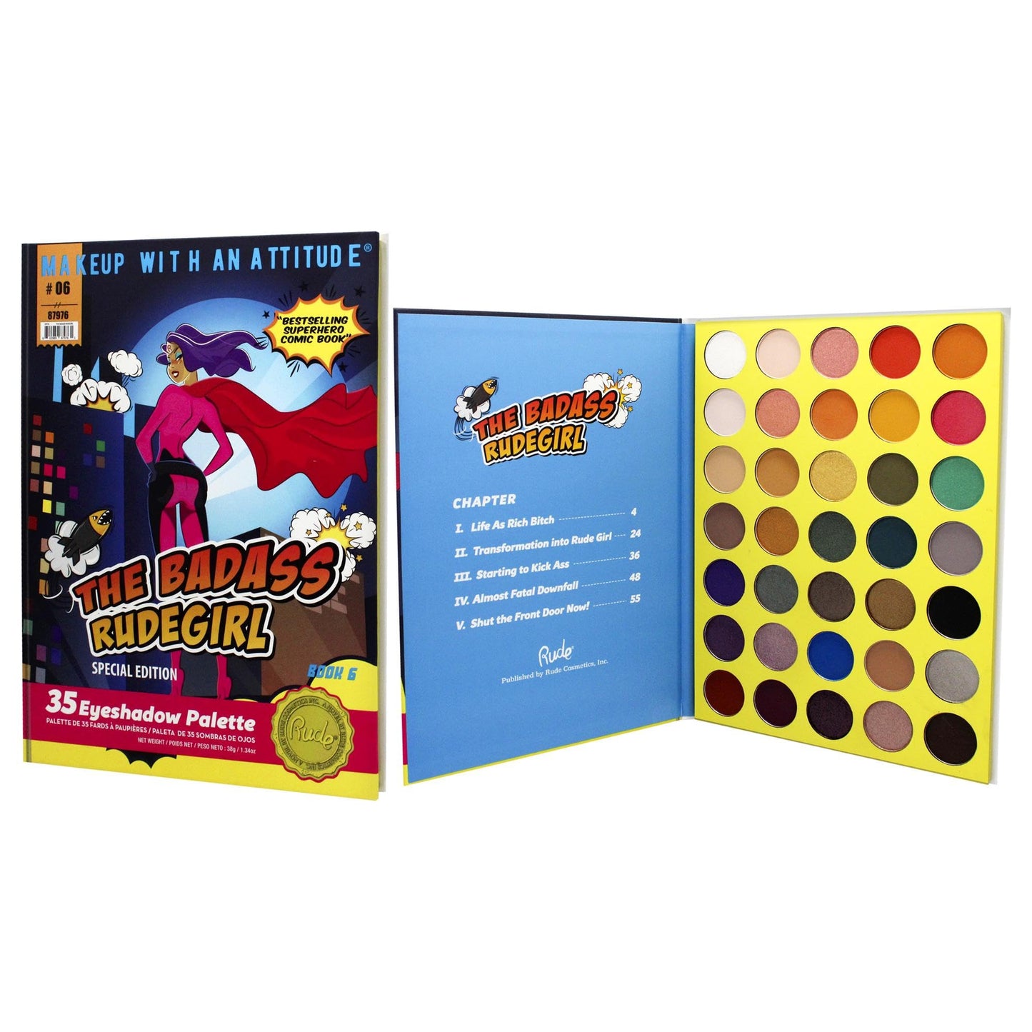The Badass Rudegirl 35 Eyeshadow Palette - Book 6 by Rude Cosmetics for Women - 1.34 oz Eye Shadow