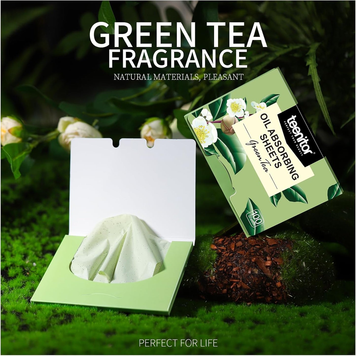 Teenitor Oil Blotting Sheets for Face, 400 Sheets Green Tea Oil Absorbing Sheets Blotting Paper for Oily Skin, Oil Absorbent Pads Face Oil Wipes Oil Sheets for Women, Oil Control Film Large 10cmx7cm