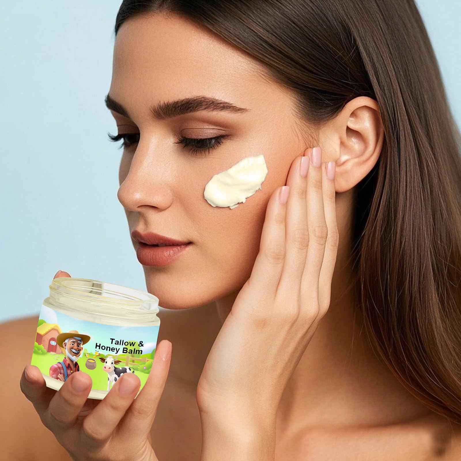 Abtiuey Tallow & Honey Balm, Based Supplies Handmade Beef Tallow Face Moisturizer for Skin, All-Natural with Grass-Fed Beef Tallow & Raw Wild Honey