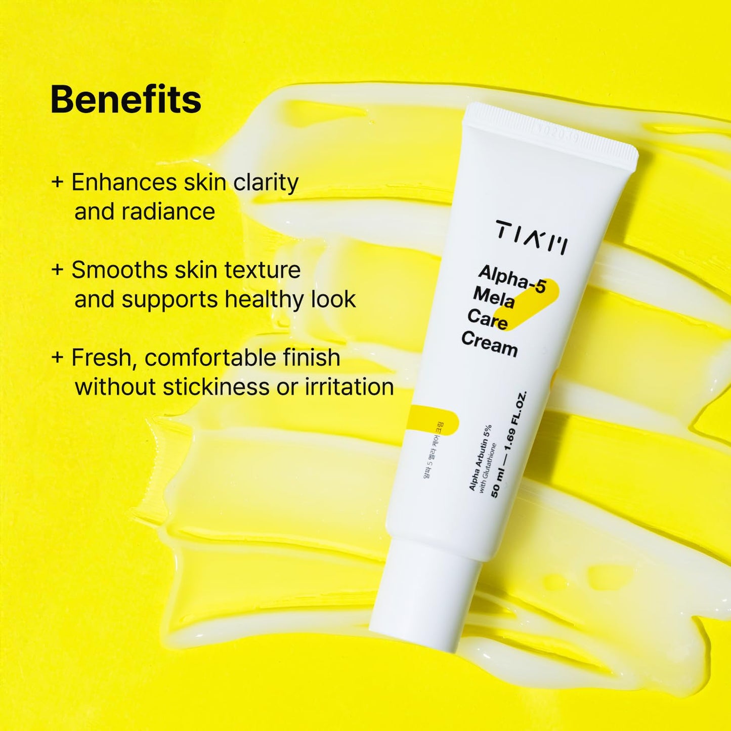 TIA'M Alpha-5 Mela Care Cream, 1.69 fl oz, 5% Alpha Arbutin Glow Enhancing Cream with Glutathione & Niacinamide, Korean Skin Care