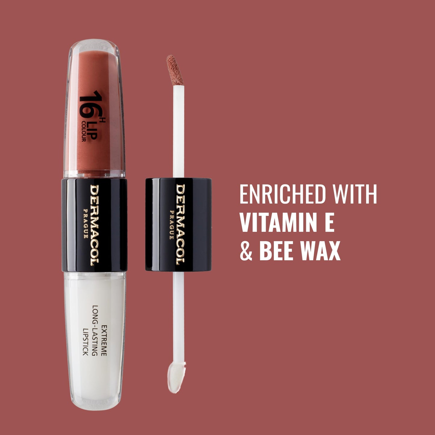 Dermacol NEW 16-Hour Lip Colour, Highly Pigmented Glossy Lip Stain, Two-Phase Lip Plumper Gloss, Kissproof Lip Makeup Products with Matte and Glitter Finish, n. 23