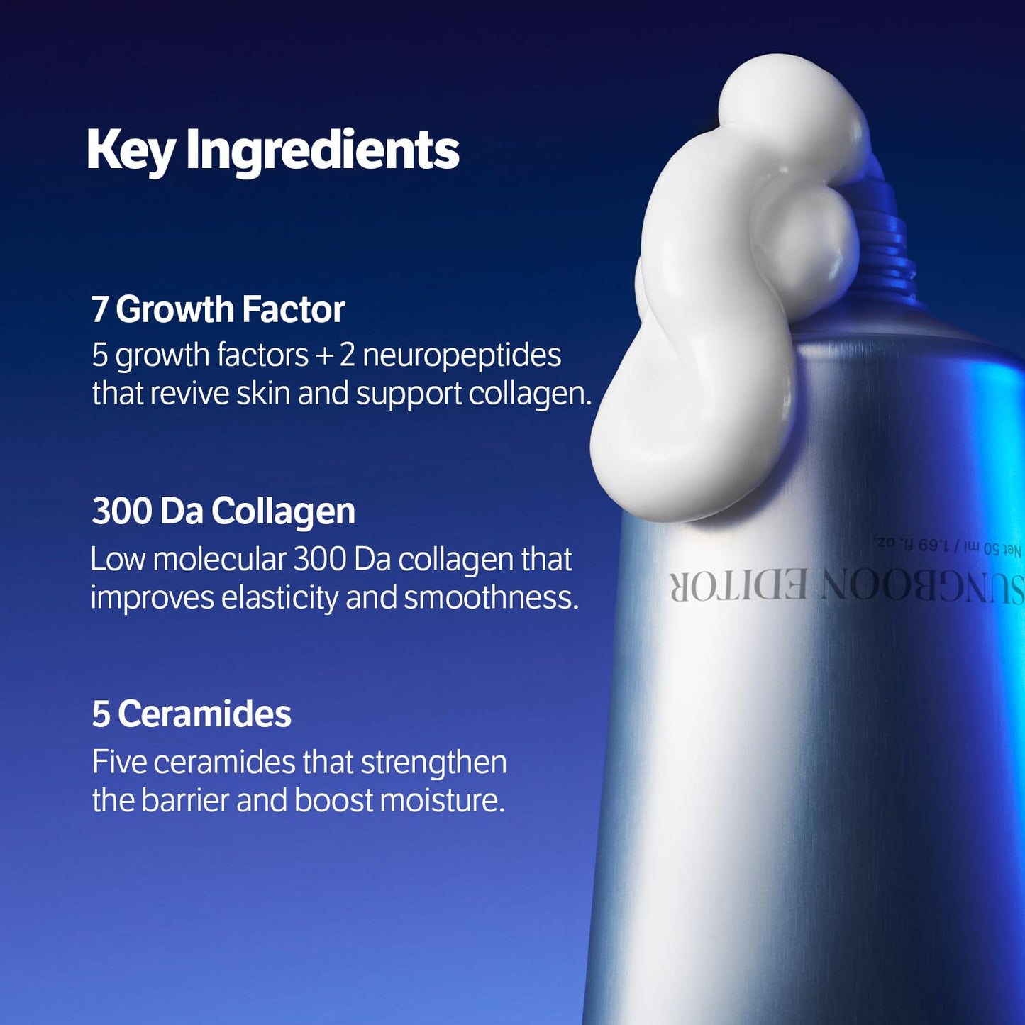 SUNGBOON EDITOR Deep Collagen 7GF Korean Night Cream for Face and Neck, Advanced Skincare Formula & Nighttime Moisturizer, 5 Ceramides & Retinol, Firm-Looking/Barrier-Supporting, 1.69oz
