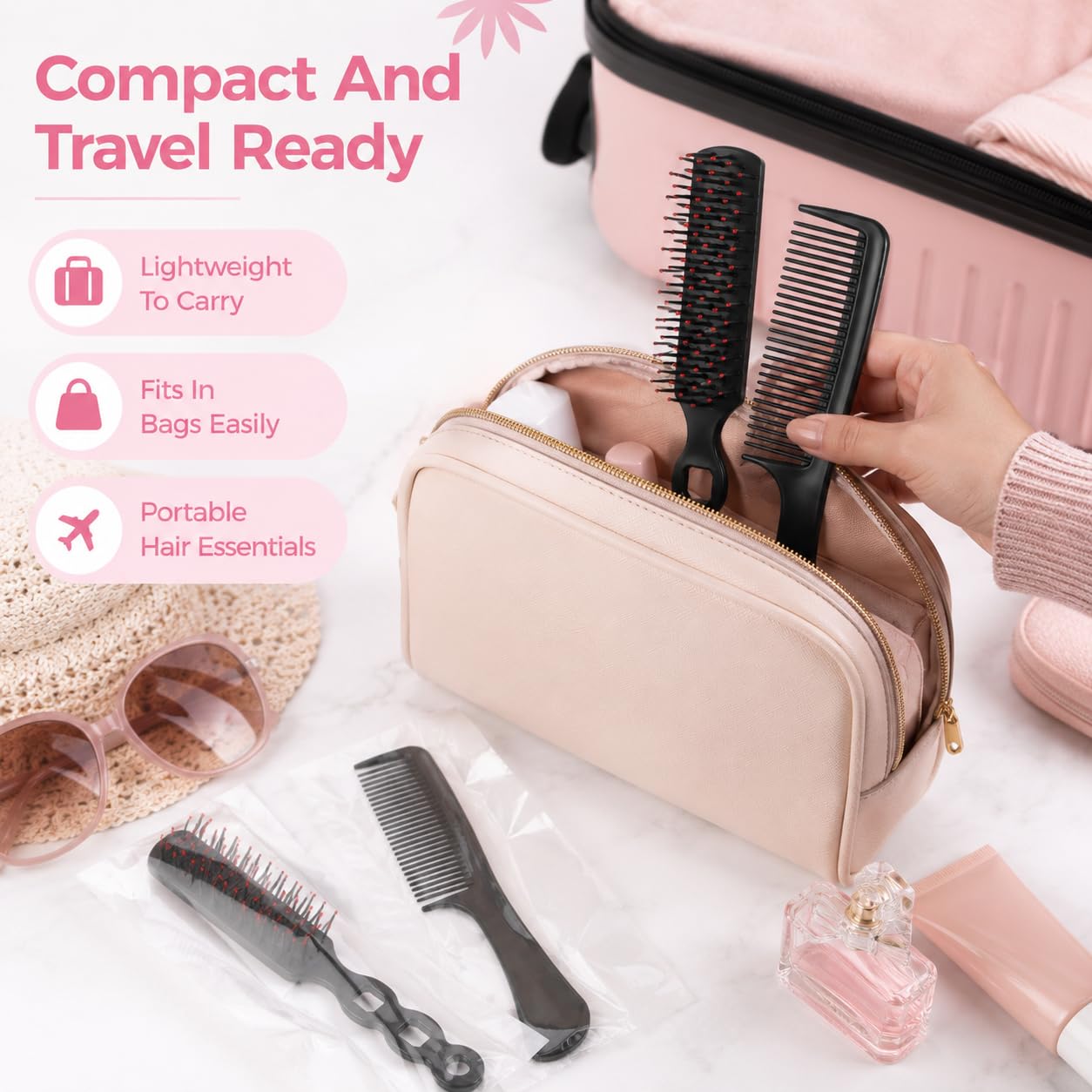 Hair Brushes, 48 Pcs Bulk Hair Brushes and Combs for Homeless Individually Wrapped Hairbrushes, Massaging Smoothing Comb Brushes