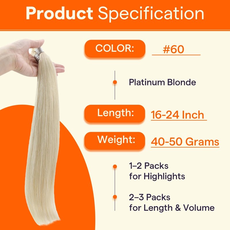 Full Shine I Tip Hair Extensions Human Hair, 22 Inch Platinum Blonde Keratin Stick Tip Extensions, 40g Cold Fusion Itip Human Hair Extensions for Women, Add Length and Volume, Seamless Blend