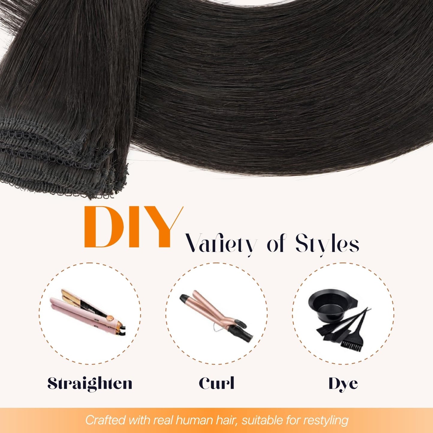 TESSHAIR 6PCS Clip in Hair Extensions Real Human Hair Short Clip in Extensions for Women Short Straight Hairpieces to Add Volume and Highlights 12 Inch Natural Black