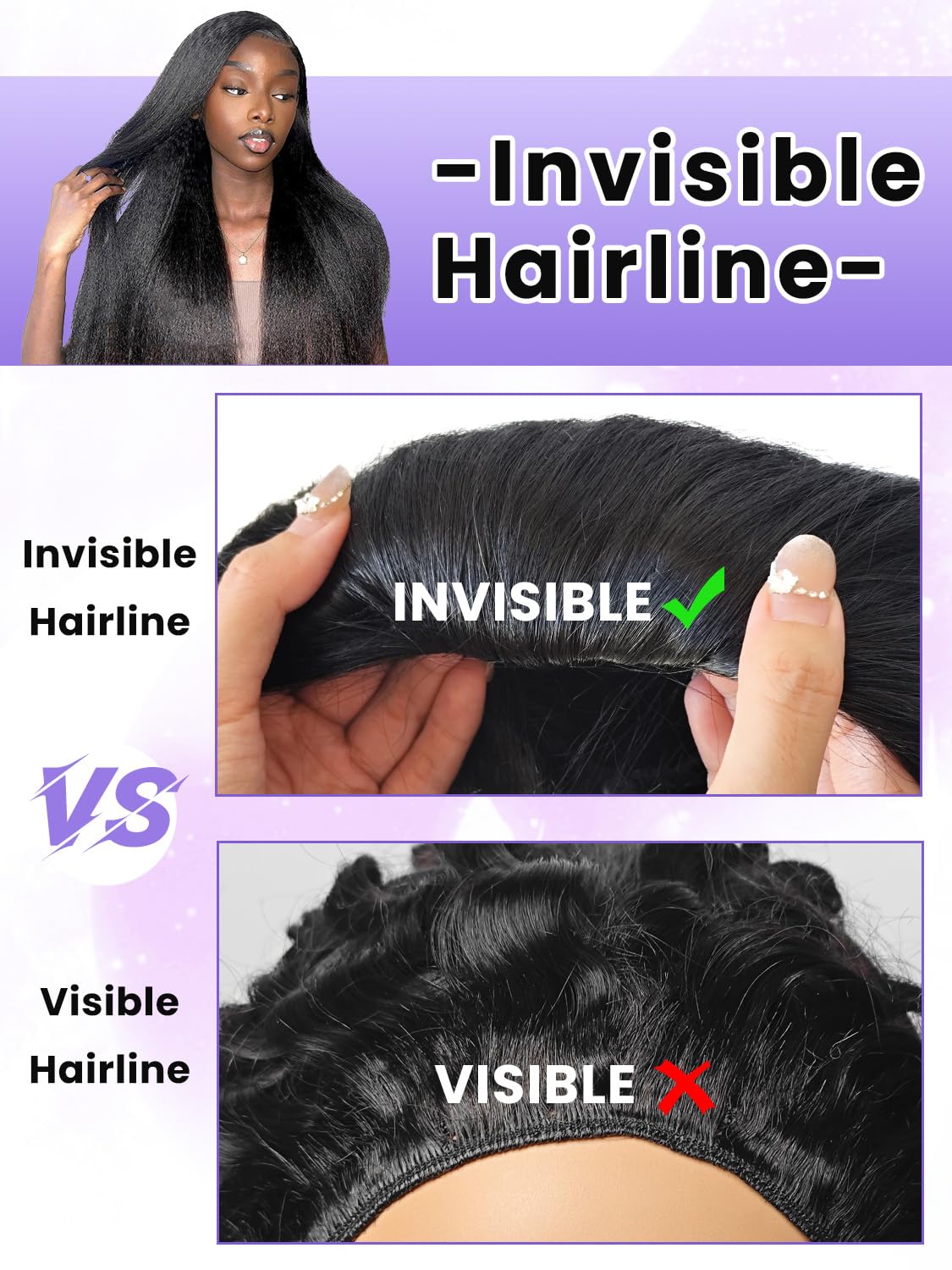 catti 3 In 1 Half Wig Kinky Straight Synthetic Hair Comfortable Fit Invisible Hairline Adjustable Drawstring Wigs for Seamless Hair Blending Ready to Go Headband Wig for Women 22 Inch