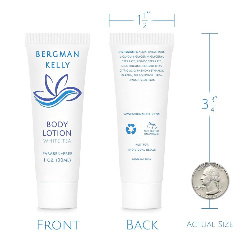 Bergman Kelly Travel Size Body Lotion - Refreshing White Tea | 1 fl oz, 100 Pack