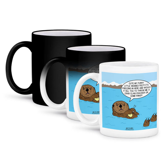 3dRose mug_61674_3 "Sea Otter Sour Grapes" Magic Transforming Mug, 11 oz, Multicolor