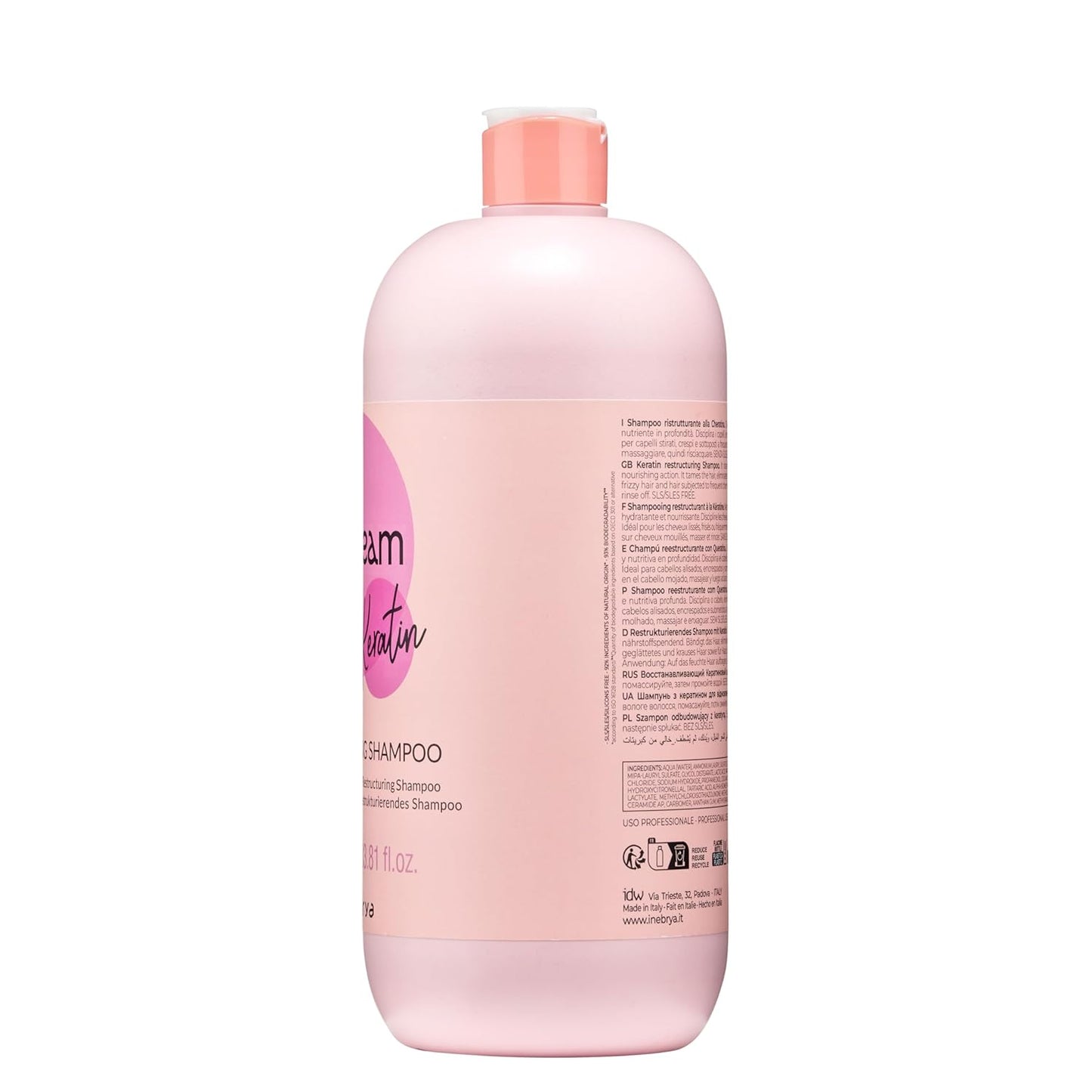 Inebrya Ice Cream Keratin Shampoo - Moisturizing for Dry, Damaged Hair | 33.8 oz.