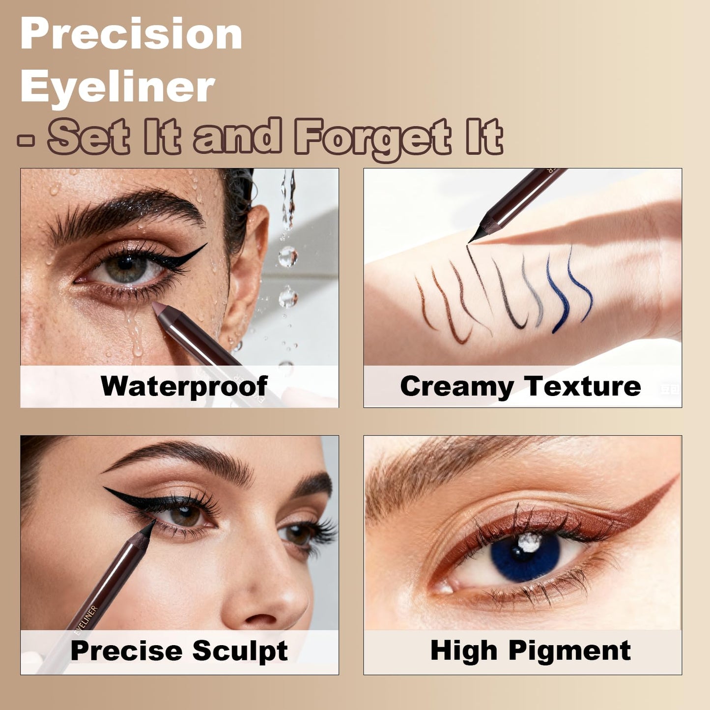 Okerker Graphite Gel Eyeliner Pencil, Waterproof Smudge-proof Long Lasting Graphite Eye Liner, High-Pigmented Smooth Creamy Formula for Mature Women, Eyes Makeup Pen with Sharpener