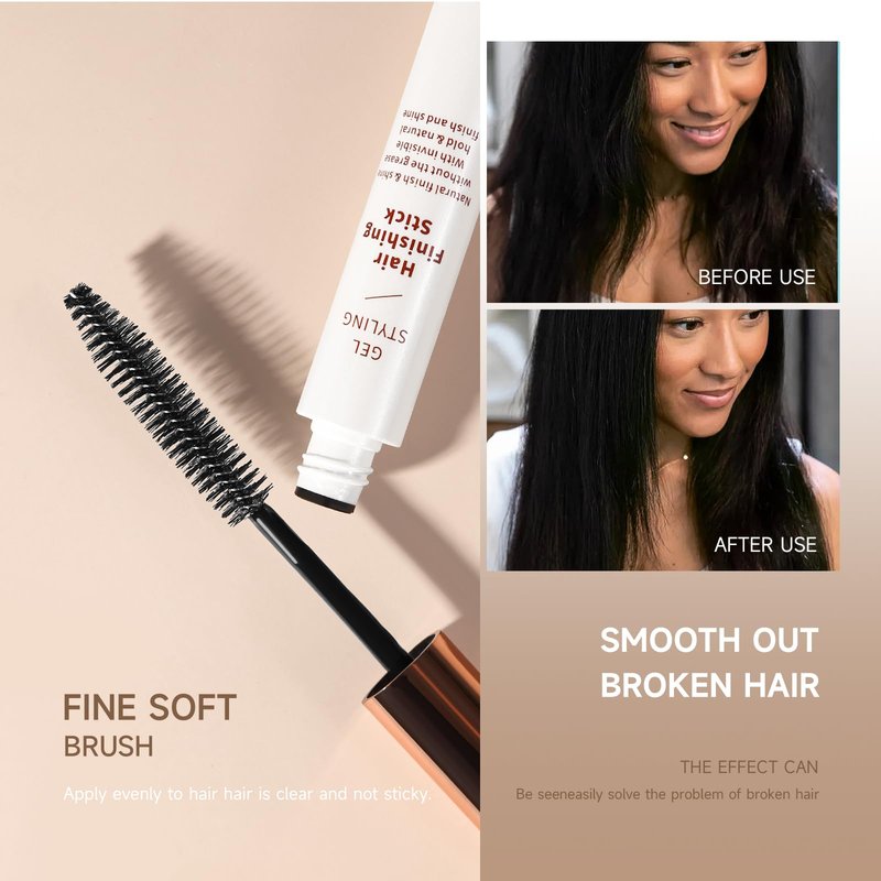 BEUKING Broken Small Hair Finishing Stick Hair Smoothing Cream Loose Hair Quick Styling Non-Greasy Non-Sticky Bangs Styling Gel for Frizz Control & Fixing Stereotypes Hair Mascara for All Hair Types