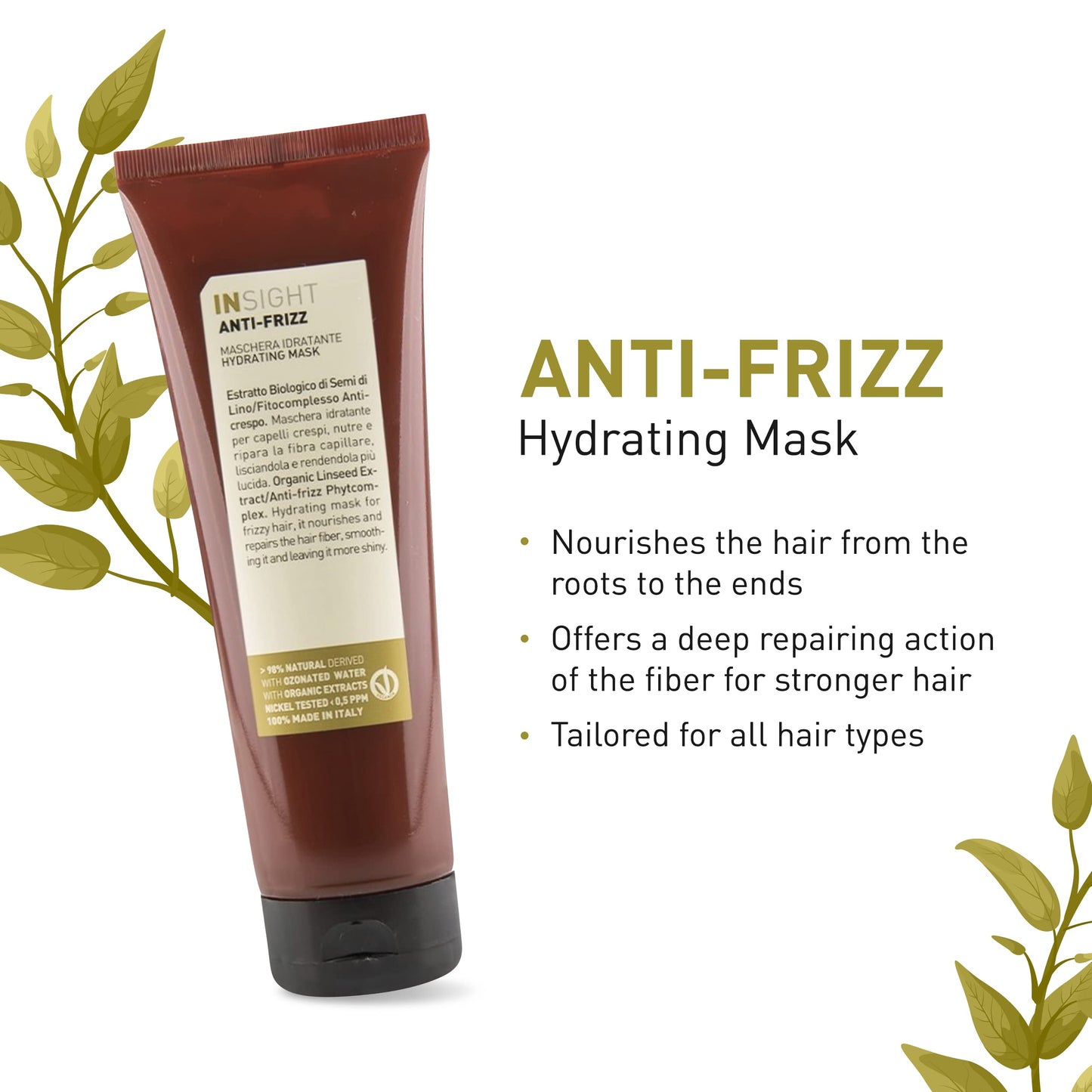 Insight Clean Beauty Anti Frizz Hydrating Mask With Organic Linseed Extract, Vegan, 13.5 fl oz