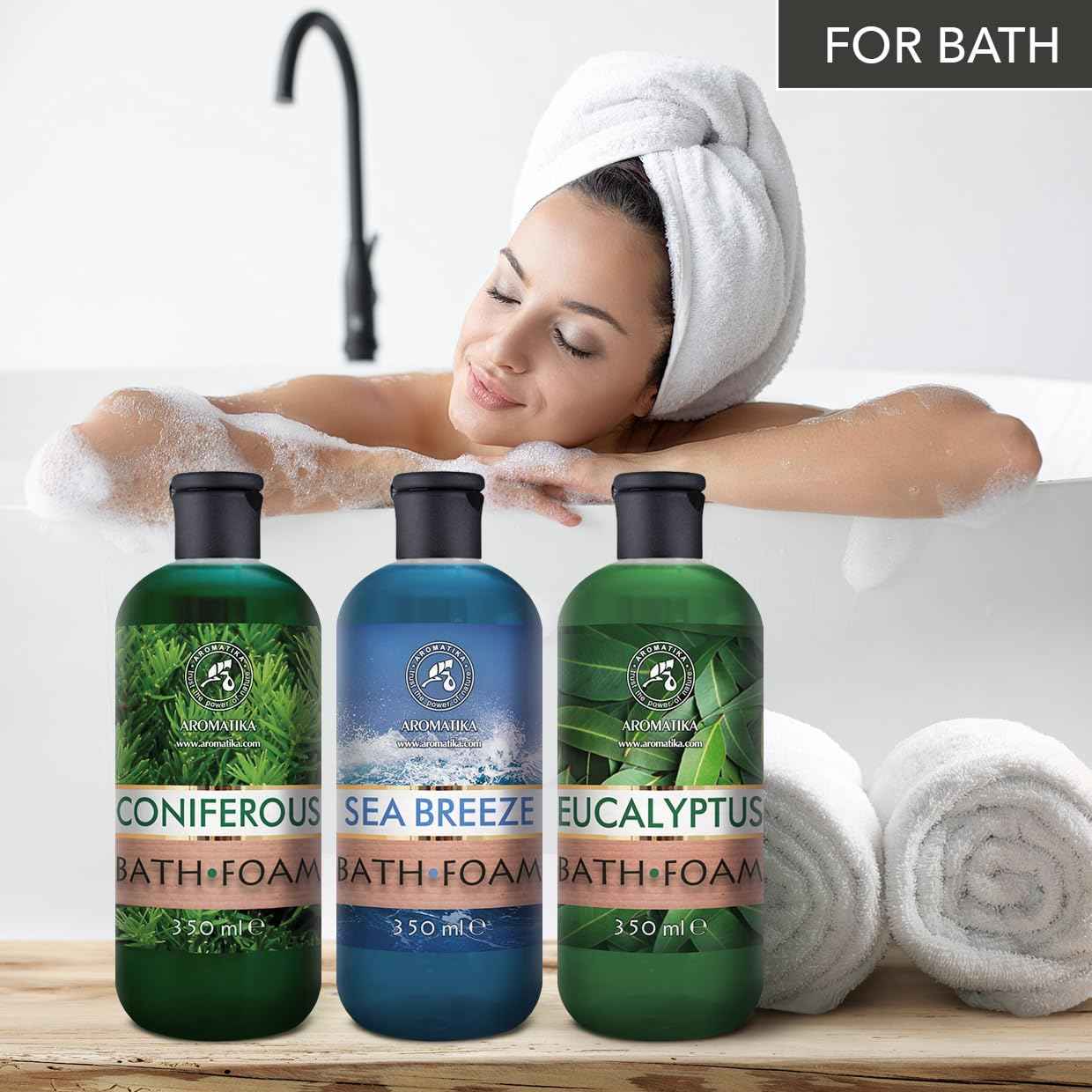 Bath Foam Set Coniferous & Sea Breeze & Eucalyptus 3x12Fl Oz - Body Care - Beauty - Bathing - Body Care - Wellness - Relax - Aromatherapy - Spa - Fresh Aroma - Bubble Baths