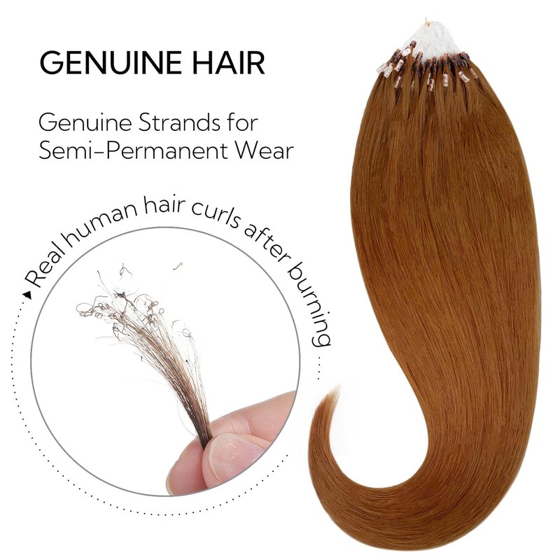 Micro Ring Hair Extensions - 14 Inch 50g Copper Straight Real Human Hair