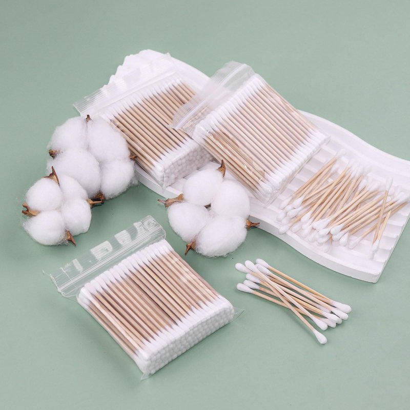 Cotton Swabs with Wooden Stick Double Round Buds,Cotton Swabs Bulk Travel Size Ear Swabs for Ears Makeup Household Cleaning Arts Crafts Pet Care (1 Count (Pack of 10000))