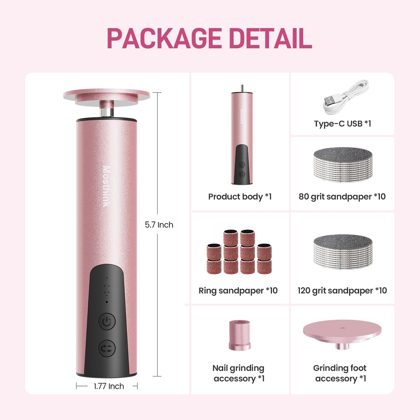 Electric Foot Callus Remover, 2 in 1 | 6 Speed Adjustable Foot File Nail Grinder with Sandpaper Disks, Professional Pedicure Tool for Feet Dead Skin, Self Care Gifts for Women Mom Lover Friends (Pink)