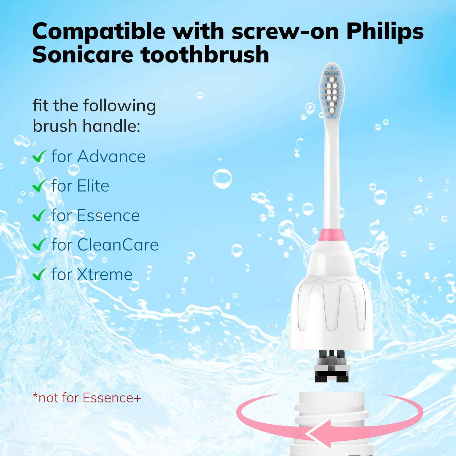 Replacement Toothbrush Heads for Philips Sonicare E-Series Essence Xtreme Elite Advance and CleanCare Screw-On Toothbrush Handles,6 Pack Soft Dupont Bristles Electric Toothbrush Replacement Heads
