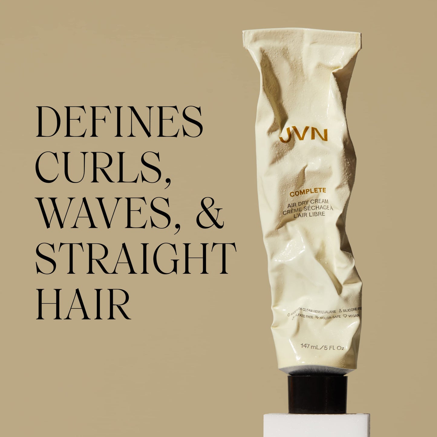 JVN No Heat Complete Air Dry Cream, 5 Fl Oz, Hair Smoothing Cream Enhances Your Natural Texture, Curl Cream and Wavy Hair Products, Silicone Free