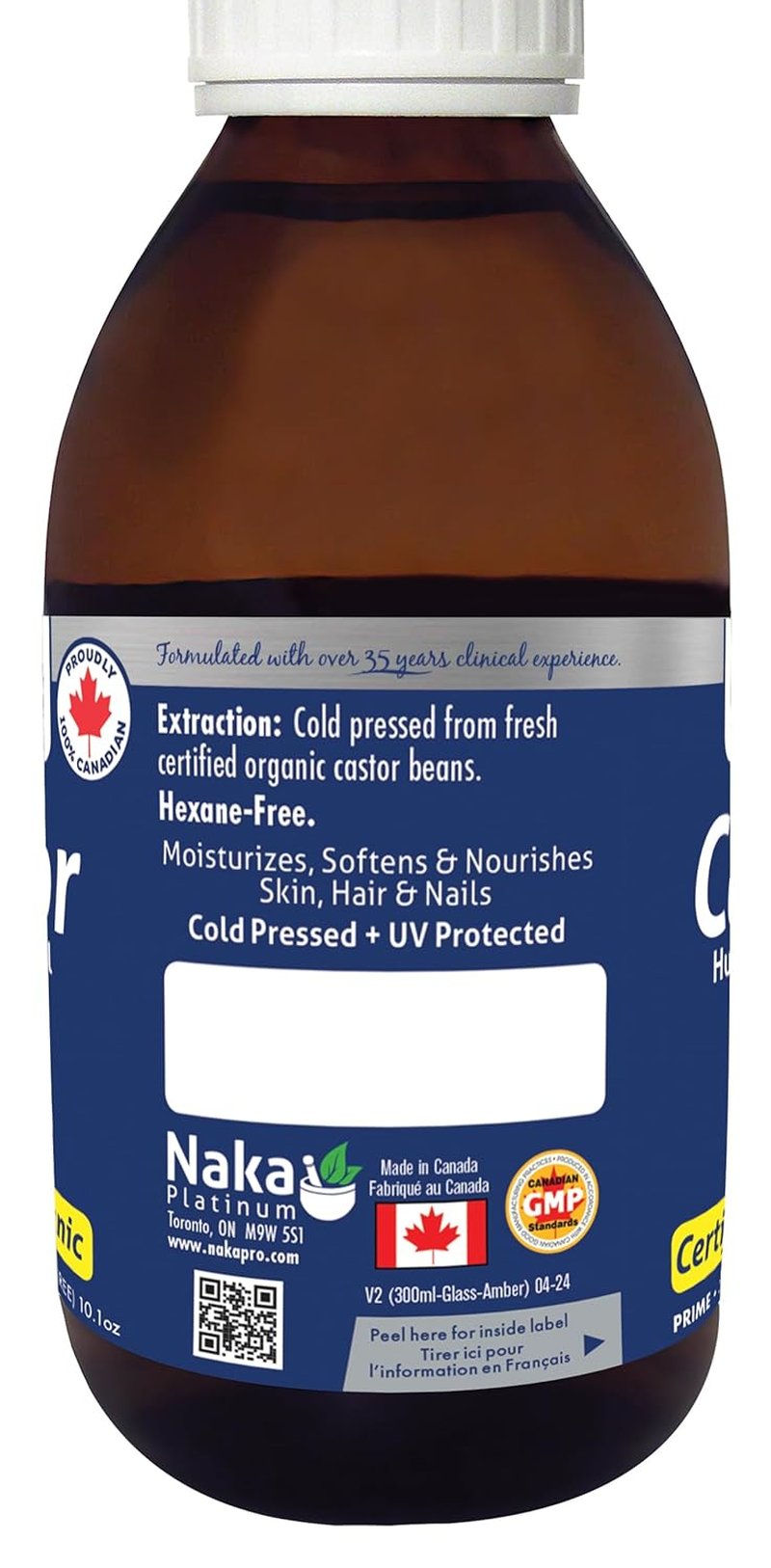 Organic Castor Oil - 300ml Glass Bottle | Expeller Pressed, Nourishes Skin, Hair & Nails