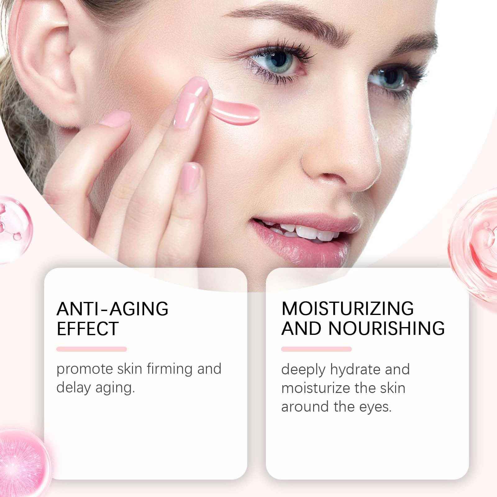 PDRN Pink Peptide Eye Serum Cream, Hydrating & Firming Eye Cream for Dark Circles, Anti-Aging Treatment Reduces Fine Lines, Uneven Skin Tone, Soothing Pink Moisturizer with Peptides, 1.01fl.oz (3)