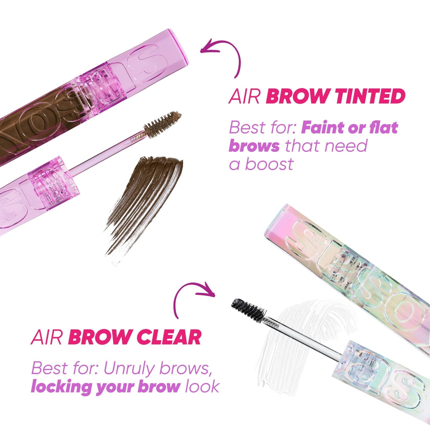 Kosas Air Brow Tinted Eyebrow Gel – Volumizing Brow Gel with Flexible Long-Lasting Hold, Clear