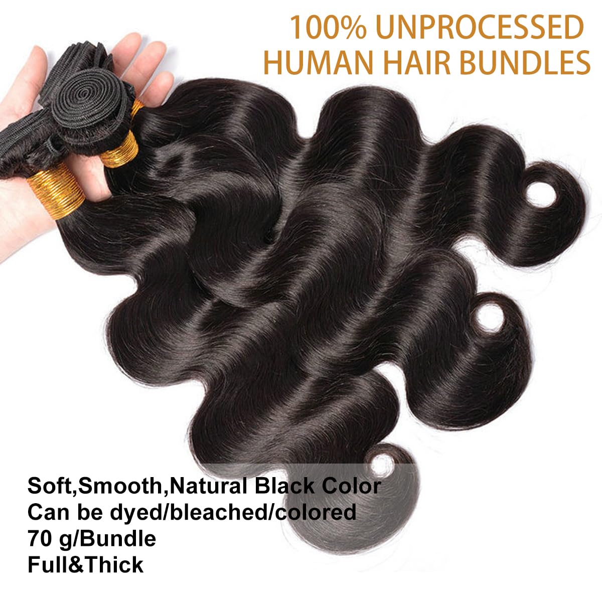 Body Wave Bundles Human Hair 12 14 16 Inch Unprocessed Brazilian Virgin