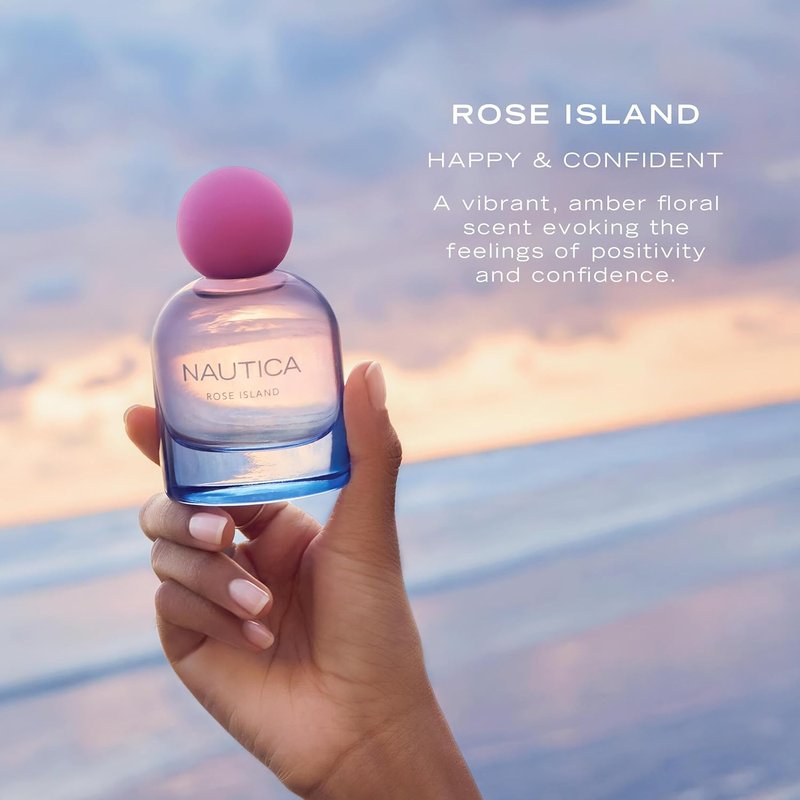 Nautica Rose Island Eau De Parfum for Women - 1.6 Fl Oz | Long-Lasting, Mood-Boosting Fragrance with Lemon, Rose & Musk Notes