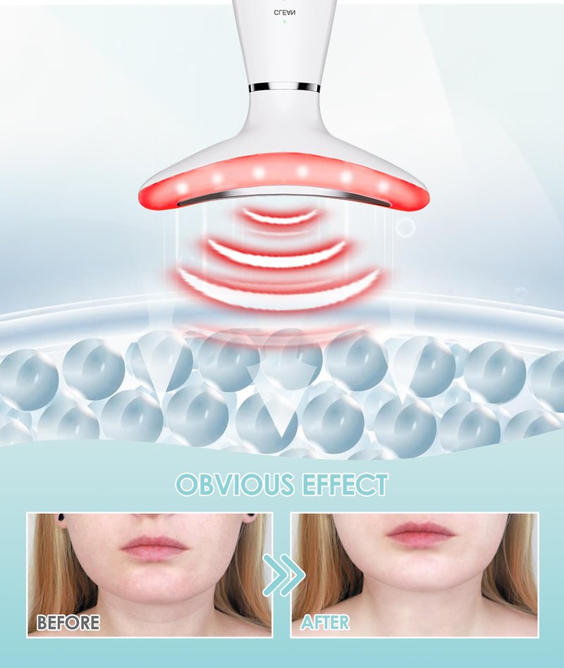 Jobazok 7 Color Neck Face Massager - Facial Massager Tool for Skin Care at Home, Vibrating Face Massager with Thermals, Galvanic Machines White