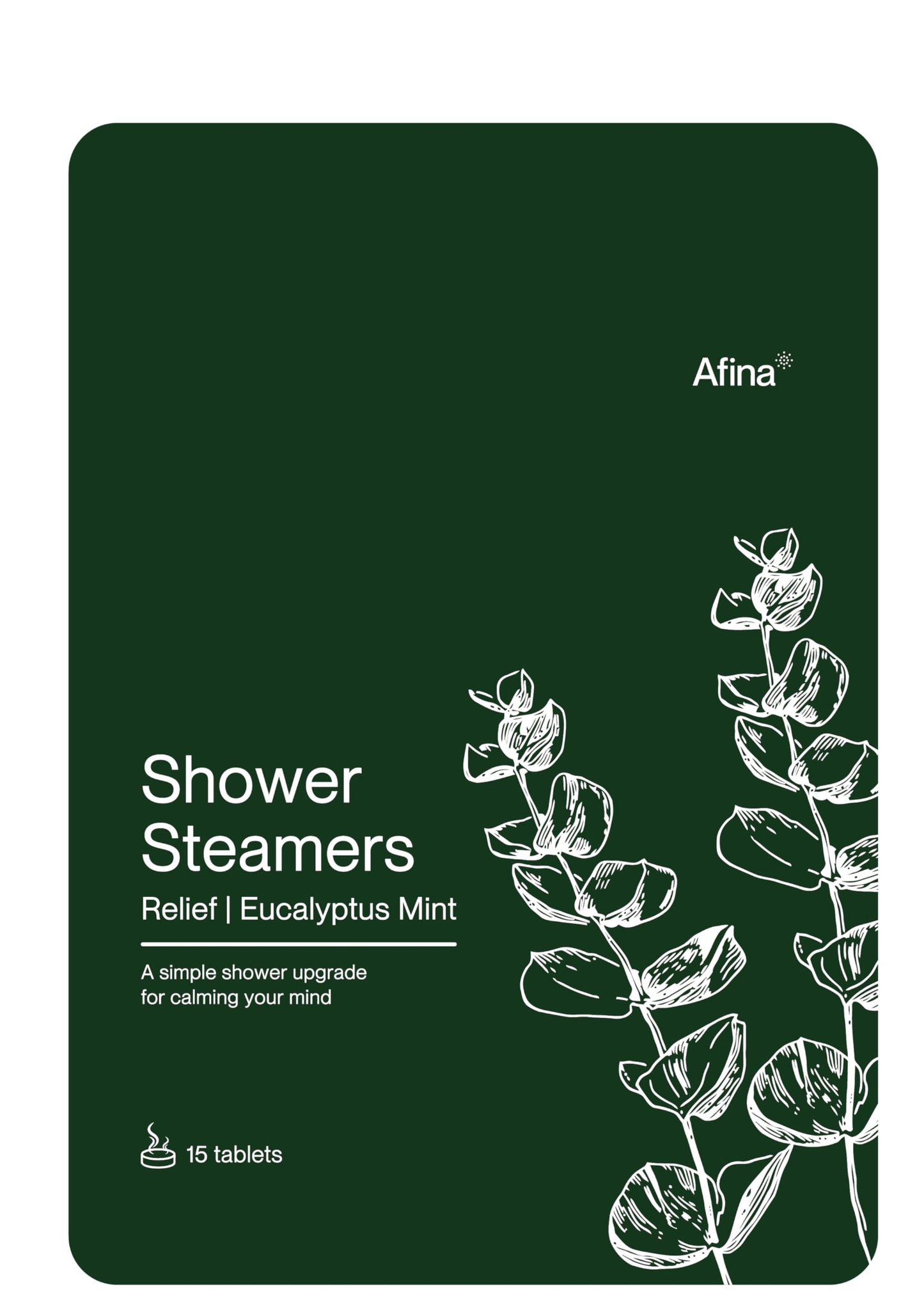 Afina Shower Steamers | Relief | Eucalyptus Mint | Natural Aromatherapy for Stress Relief and Relaxation | Spa Gifts for Women & Men (15 Count)