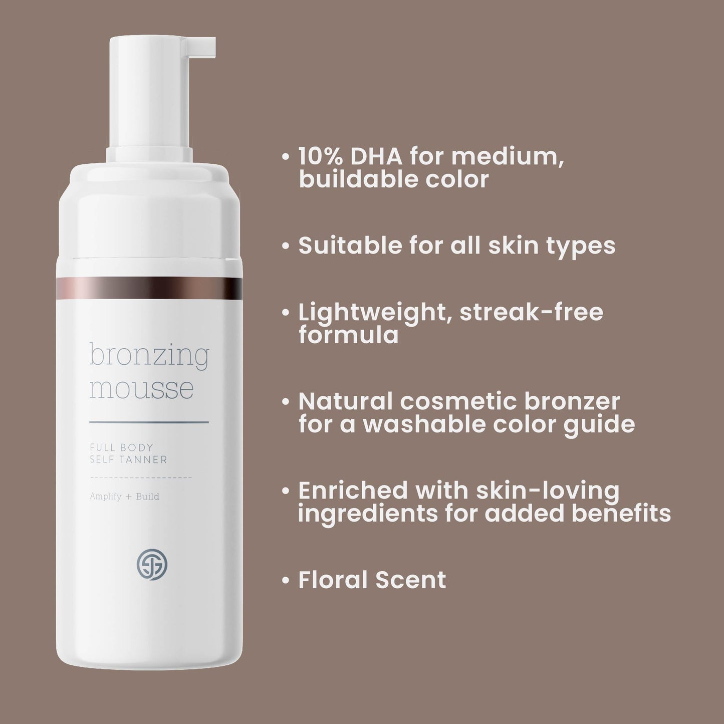 SJOLIE Self Tanner - Express Sunless Tanning Mousse + Mitt Applicator | Medium Dark Color, Streak-Free, Vegan, No Parabens