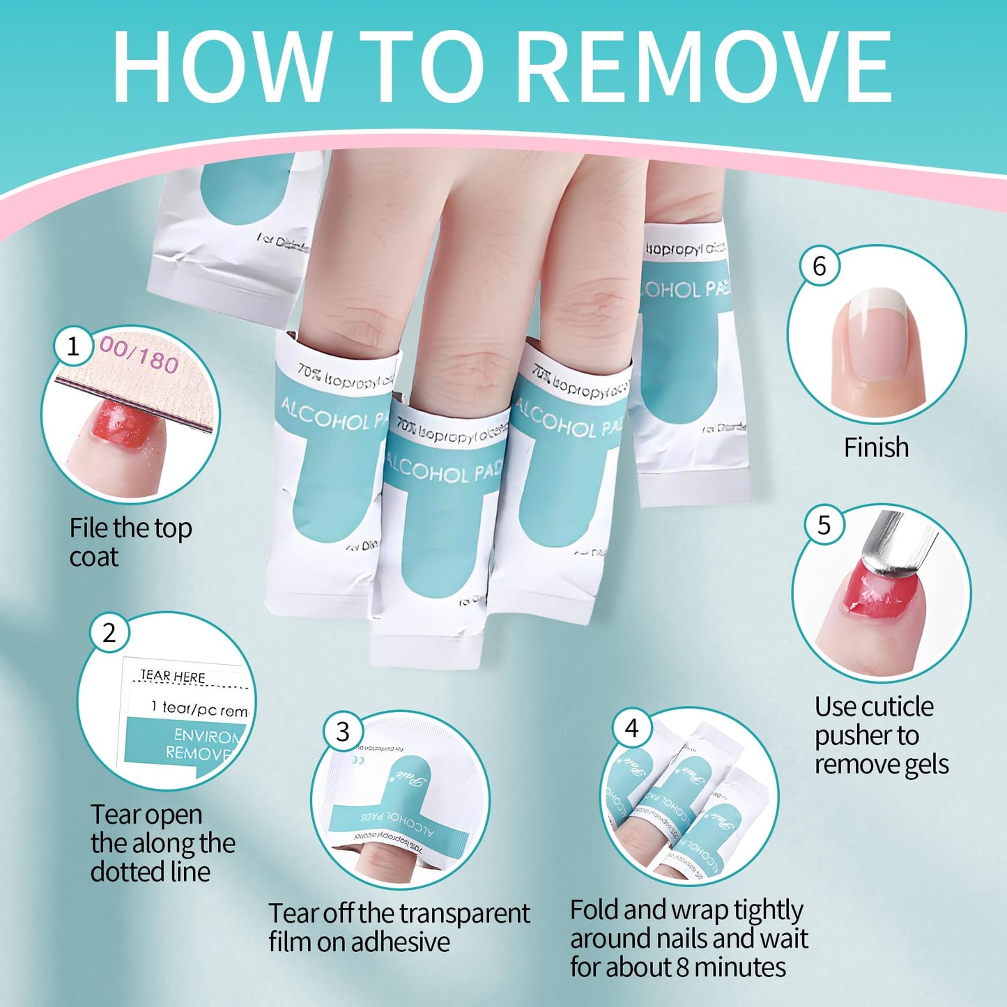 LZXLUKGIR Nail Polish Remover Wipes,200 Pack Individually Nail Polish Remover Pads with Tools,Portable Fingernail Travel Kit,Quickly removedor de gel para uñas for Salon Home
