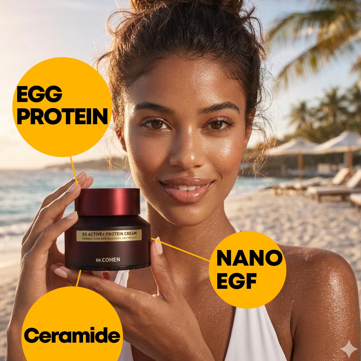 DR. COHEN EG ACTIVE Nano-EGF Hydrating Face Cream – Egg Protein, Ceramide & Hyaluronic Acid – Daily Skin Hydrating Facial Cream – Ideal for Post-Skin Care Routines – 1.69 fl oz