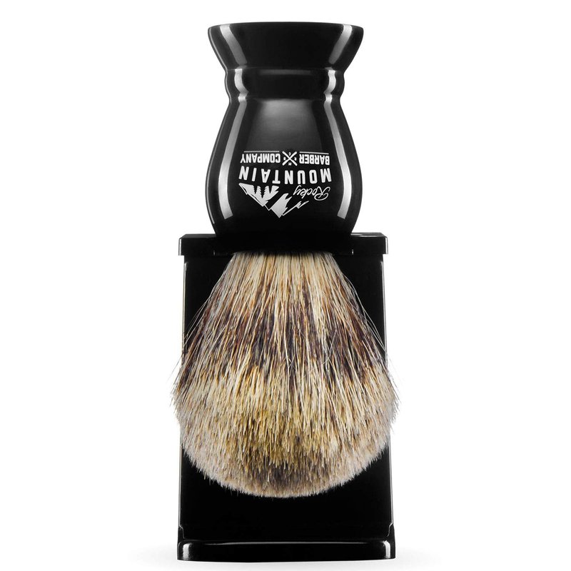 Shaving Brush - Rocky Mountain Barber 100% Badger Hair with Heavy-Duty Resin Handle | Oversized Bristle Head for Superior Lather
