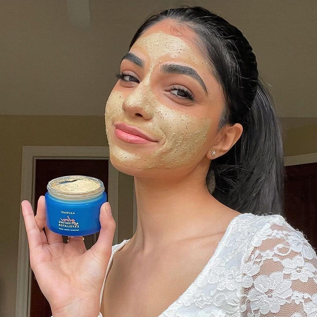 AAVRANI Glow Activating Exfoliator – Stain-Free Turmeric Face Mask with Aloe, JoJoba, Shea, Lavender and Neem – Exfoliating Clay Mask for Acne, Dark Spots, and Deep Pore Cleansing, 1.7 Fl Oz (New)