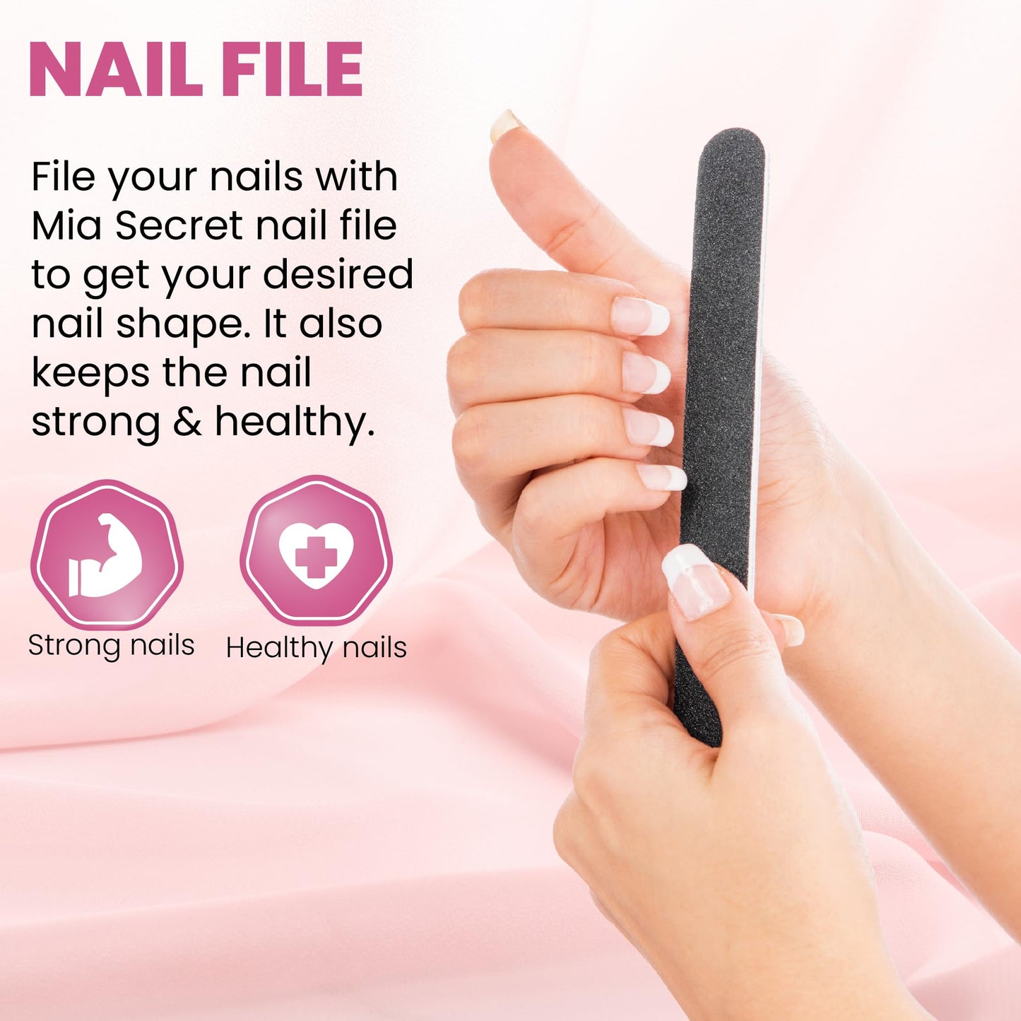 MIA SECRET Pink Acrylic Nail Kit - Full Kit With Powder, Liquid Monomer, Primer, Glue, Top Coat, 20 Nail Tips, Brush, Emery Block, File