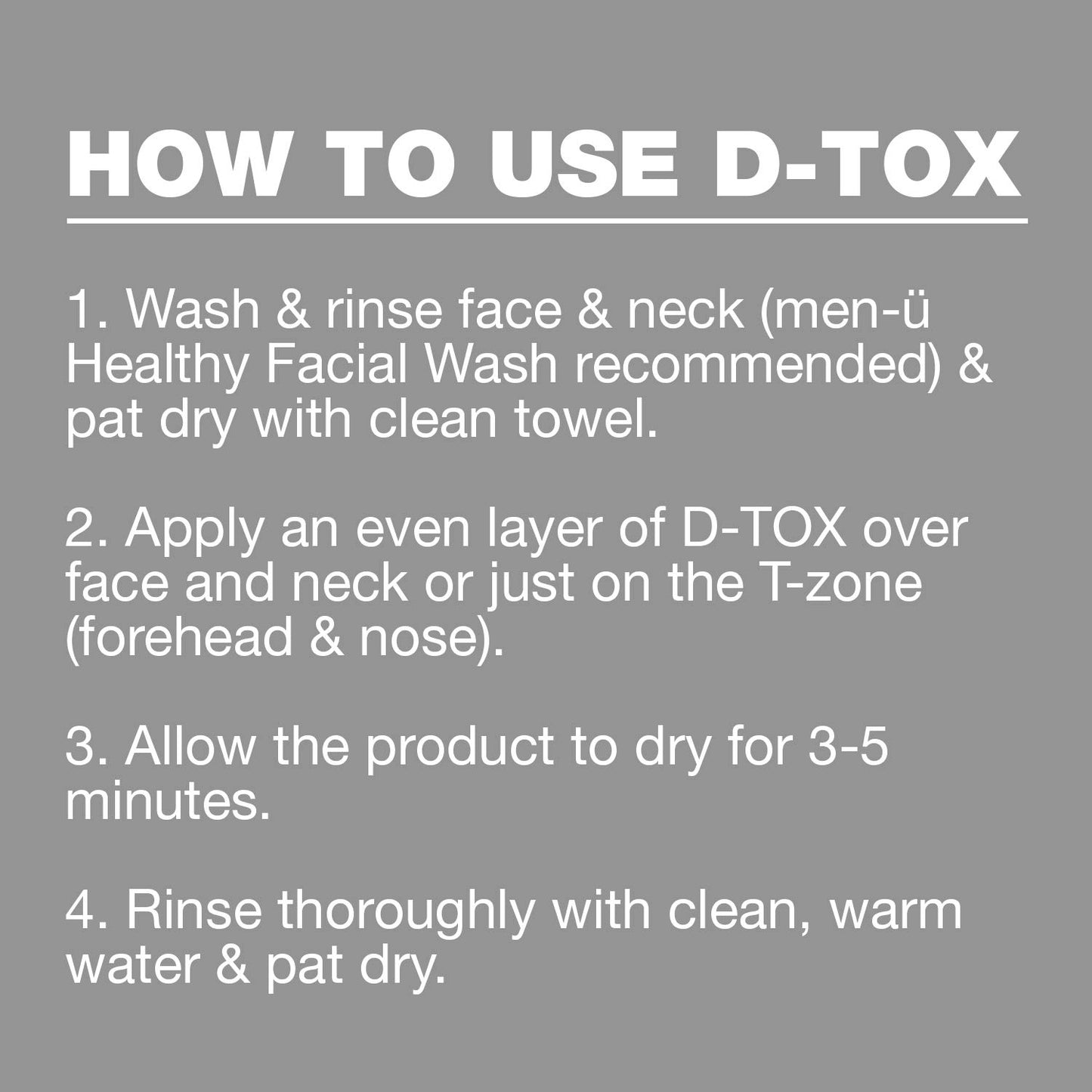 Men-ü Facial Detox Mask - 3 Minute Vegan Kaolin Clay Treatment for Men | 100ml, 100 Applications