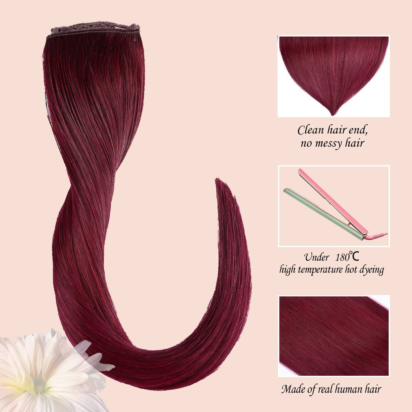 Halo Hair Extensions Real Human Hair - Straight&Invisible Red Clip Real Remy,Halo Extensions Human Hair 12inch 70g