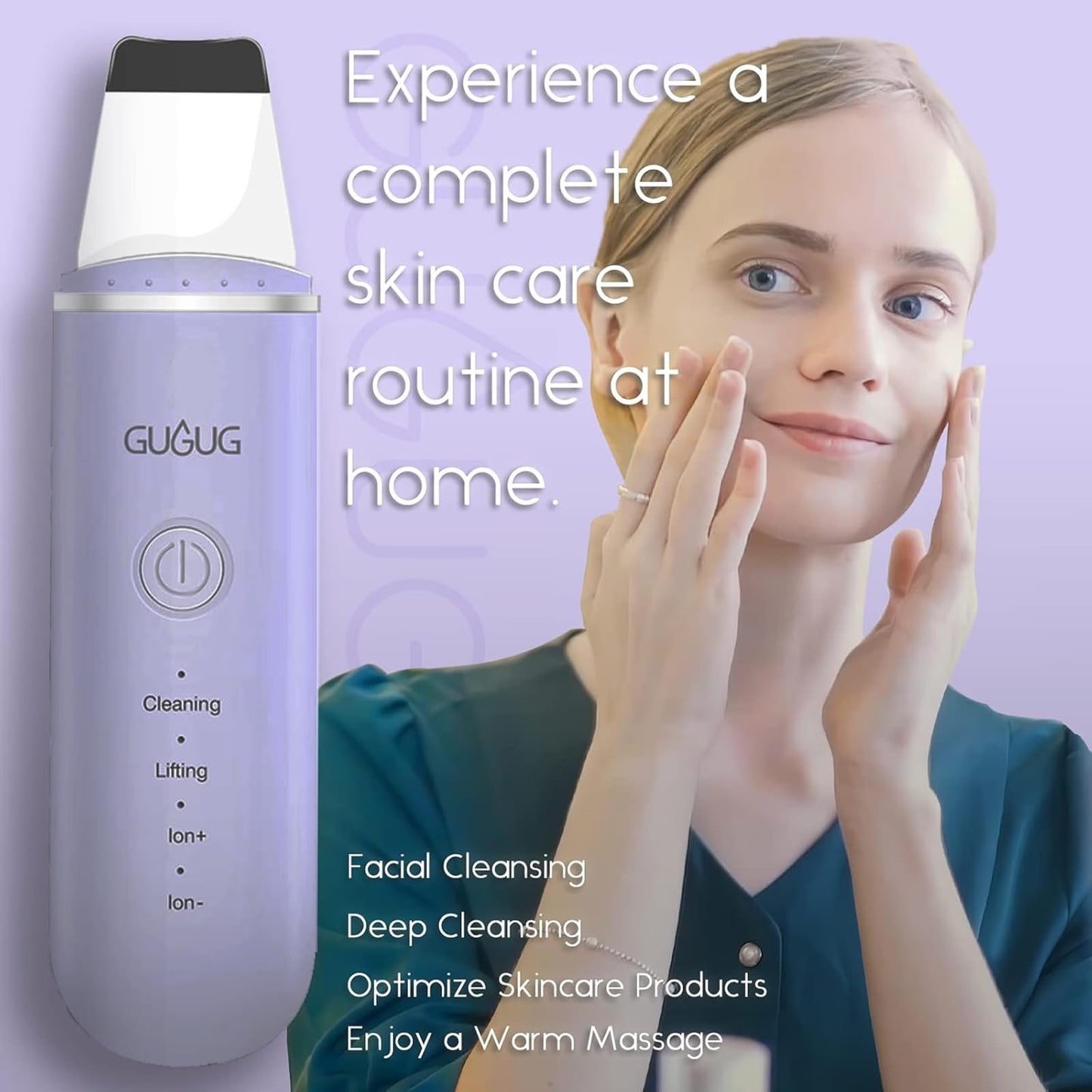 GUGUG 2-Pack Facial Spatula Set 4 Mode Skin Scrubber & Pore Cleaner for Blackhead Removal (White + Purple)