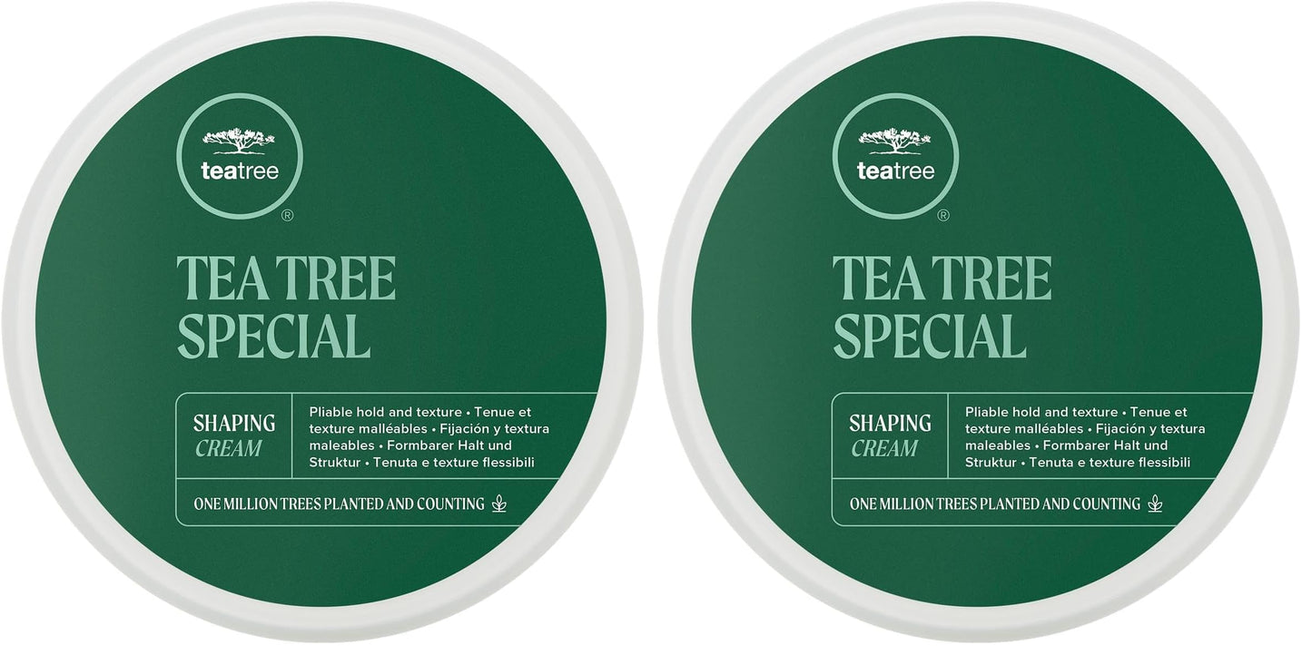 Tea Tree Shaping Cream,Hair Styling Cream,Long-Lasting Hold,Matte Finish,For All Hair Types,3 oz,(Pack of 2)